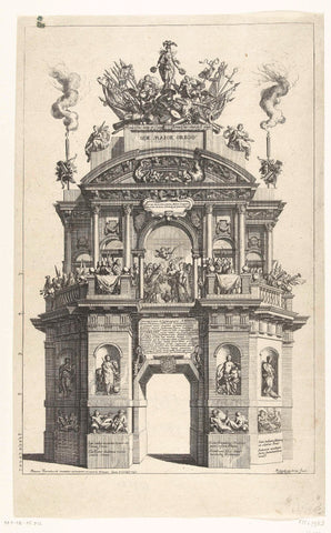 Triumphal gate at the wedding of Charles II of Spain to Maria Anna of Bavaria, 1690, Richard of Orley (II), 1690 Canvas Print