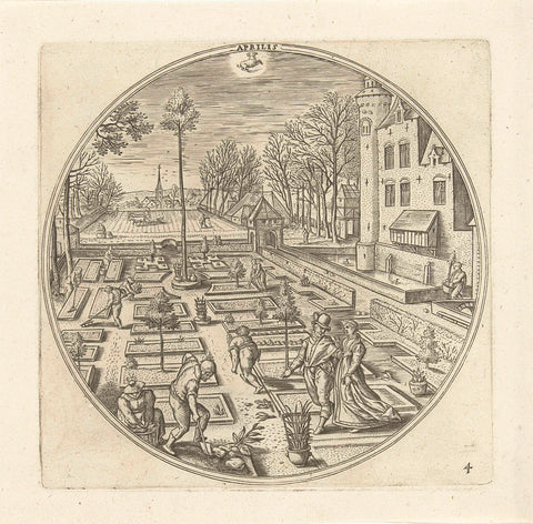 April, Adriaen Collaert, 1578 - 1582 Canvas Print