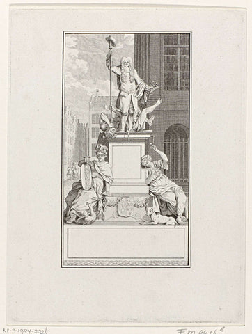 Emblematic pillar of honour with statue for the Amsterdam mayor E. de Vrij Temminck, Cornelis Bogerts, 1781 Canvas Print