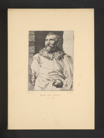 Reproduction of an engraving of a portrait of Adam van Noort by Anthony van Dyck, Joseph Maes, c. 1872 - in or before 1877 Canvas Print