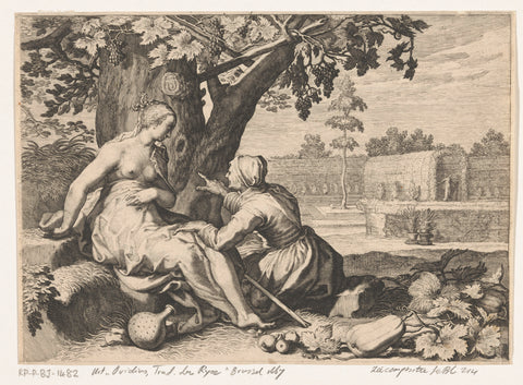 Vertumnus en Pomona, Frederick Bloemaert (rejected attribution), 1600 - 1670 Canvas Print
