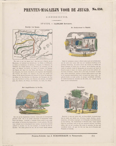 Spain. - 14,000,000 inhabitants, Jan Schuitemaker, 1850 Canvas Print