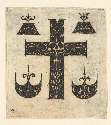 Cross and four ornaments, anonymous, 1612 Canvas Print