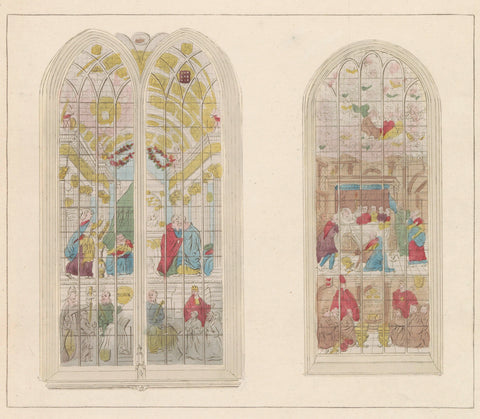 Stained glass windows in the Oude Kerk in Amsterdam, 1810-1825, anonymous, 1810 - 1825 Canvas Print