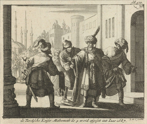 Sultan Mehmet IV deposed and captured, 1687, Caspar Luyken, 1689 Canvas Print