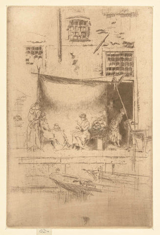 Women under a sunscreen on the quayside, James Abbott McNeill Whistler, 1879 - 1880 Canvas Print