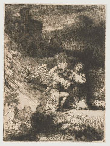 The agony in the garden, Rembrandt van Rijn, c. 1652 Canvas Print