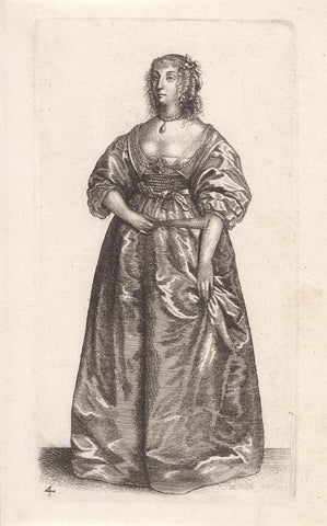 English woman of stand, with fold range, Wenceslaus Hollar, 1640 Canvas Print