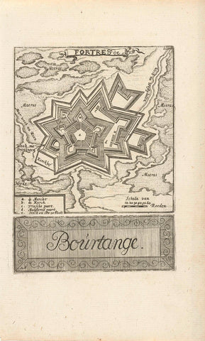 Map of the fortress Bourtange, Hendrik Hofsnider, 1743 Canvas Print