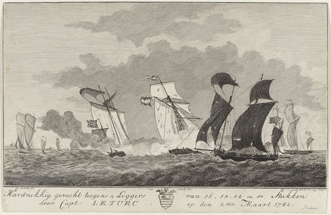 Battle against four loggers, 1782, Hendrik Roosing, 1782 - 1784 Canvas Print