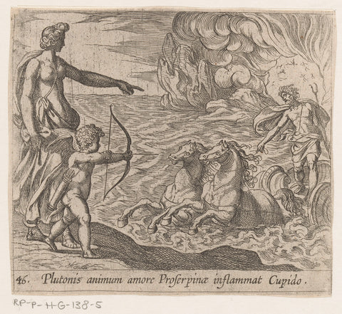 Amor shoots his arrow at Pluto, Antonio Tempesta, 1606 - 1638 Canvas Print