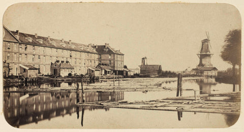 View of the Oranje-Nassau barracks in Amsterdam as seen from the garancine factory, Eduard Isaac Asser, c. 1852 - c. 1854 Canvas Print