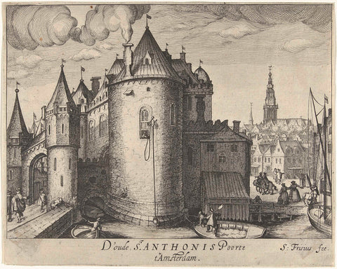 View of the Eerste Sint-Antoniespoort in Amsterdam, Simon Frisius, 1601 - 1628 Canvas Print