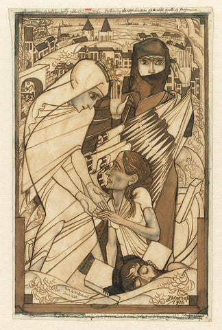 The relief during the flood of 1926, symbolically presented, Jan Toorop, 1926 Canvas Print