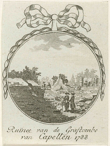 Medallion with the ruins of the cemetery of the Van der Capellen family, 1788, anonymous, 1790 - 1792 Canvas Print