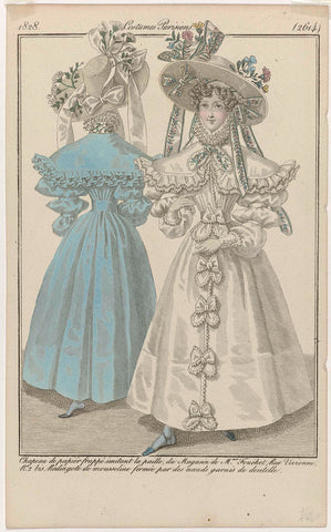 Journal des Dames et des Modes, Costumes Parisiens, 15 July 1828, (2614): Chapeau de papier frappé (...), anonymous, 1828 Canvas Print