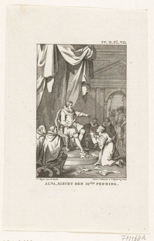 Alva demands the Tenth Medal, 1571, Reinier Vinkeles (I), 1780 - 1795 Canvas Print