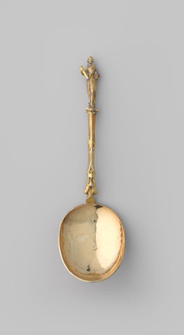 Spoon with oval box and stem crowned with stadholder William III, anonymous, 1653 Canvas Print