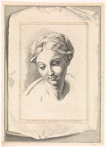 Study of a woman's head, eyes precipitated, Bernard Picart, 1725 Canvas Print