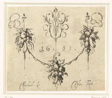 Guirlande with three bouquets of fruit, Michiel le Blon, 1611 Canvas Print