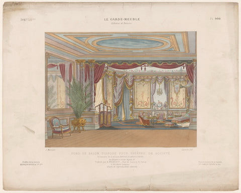 Theatre salon with curtains, Léon Laroche, c. 1885 - c. 1895 Canvas Print