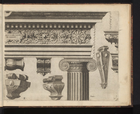 Ionic main frame, six consoles and a pilaster, Johannes or Lucas van Doetechum, 1565 Canvas Print