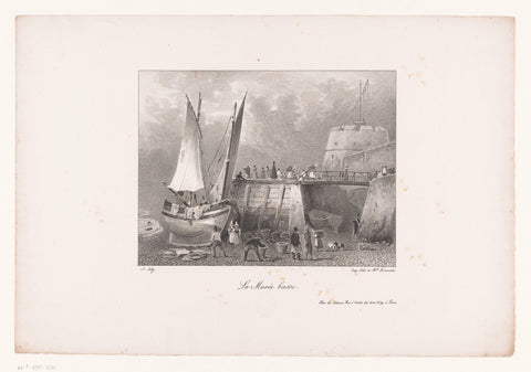 Fishing boat at the quay at low tide, Alexis Victor Joly, c. 1827 Canvas Print