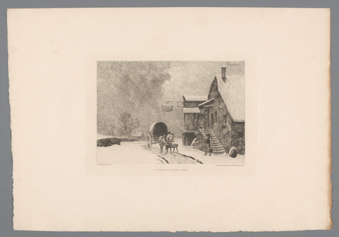 Inn in the Snow, Charles-Joseph Beauverie, 1878 Canvas Print