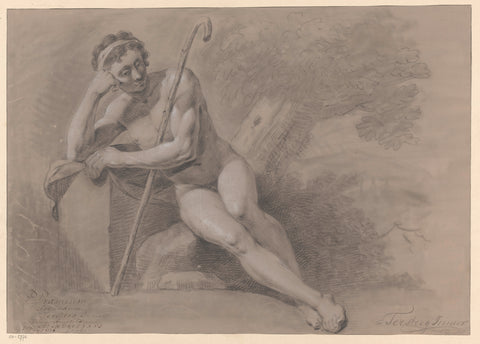 Seated male nude, seen from the front (2nd prize 1776), Jan Tersteeg, 1776 Canvas Print