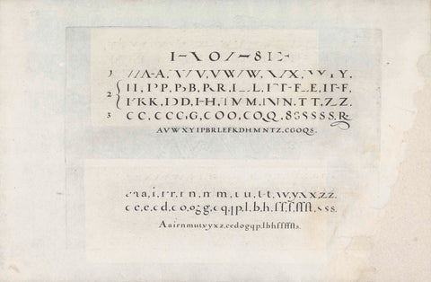 Two writing examples: the Roman square and round letter, Simon Frisius, 1605 Canvas Print