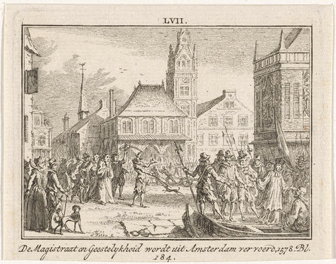 Removal of the magistrate and the Roman clergy from Amsterdam, Simon Fokke, 1722 - 1784 Canvas Print