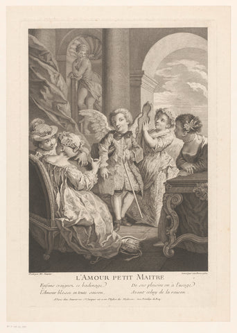 Dressed Amor in company, Edme Jeaurat, 1732 Canvas Print