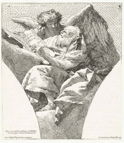 Evangelist Matteüs met engel, Giovanni Battista Tiepolo, 1775 Canvas Print