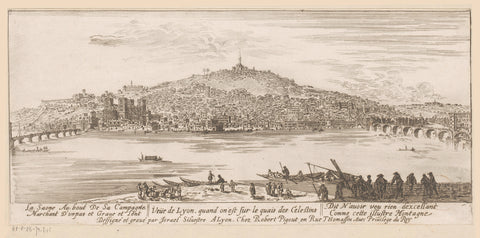 View of Lyon from the shore at the celestine monastery, Israel Silvestre, 1631 - 1691 Canvas Print