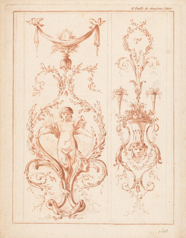 Two panels with arabesques, anonymous, 1770 - 1780 Canvas Print