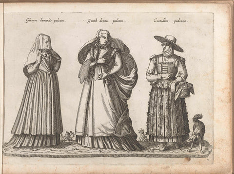 Three women from Padua, dressed according to the fashion of ca. 1580, Bartolomeo Grassi, in or before 1585 Canvas Print