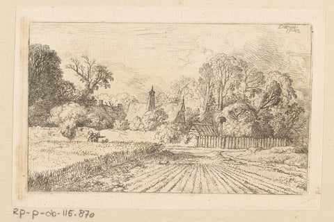 Landscape with cornfield and farm in the distance, Christian Wilhelm Ernst Dietrich, 1742 Canvas Print