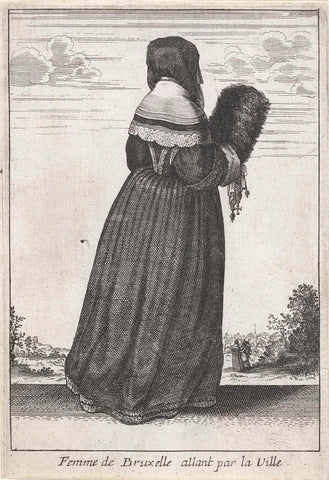 Wife of Brussels going through the City, Wenceslaus Hollar, 1662 Canvas Print