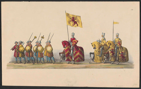 Costumed procession of 1841: knights and soldiers (sheet VII), anonymous, 1841 Canvas Print