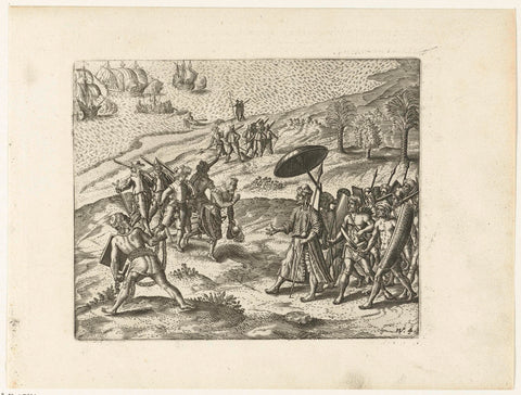 De Weert received by the king of Maticalo, 1603, anonymous, 1644 - 1646 Canvas Print