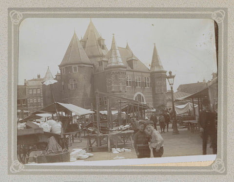 Nieuwmarkt of Amsterdam with the Waag, market stalls and children, Folkert Idzes de Jong, c. 1905 - c. 1907 Canvas Print