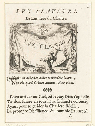 Illustrated title page for the emblem series 'Kloosterleven in emblemen', Jacques Callot, 1646 Canvas Print