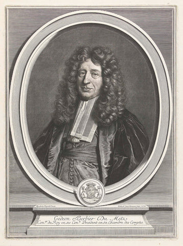 Portrait of Gédéon Berbier du Metz, Gerard Edelinck, 1698 - 1707 Canvas Print