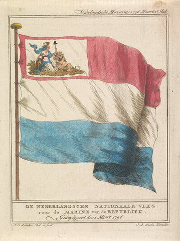 National flag for the Batavian Navy, 1796, Johan Christoffel Schultsz, 1797 Canvas Print