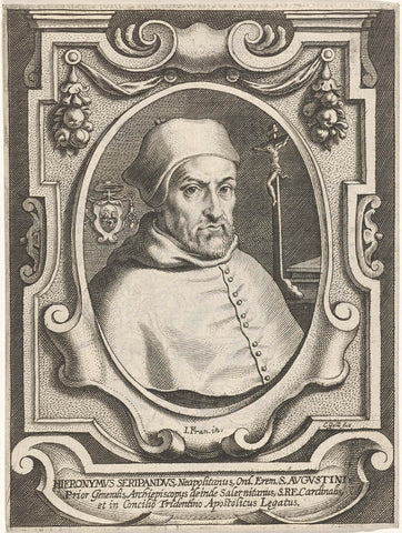 Portrait of the Augustinian and Cardinal Girolamo Seripando, Cornelis Galle (I), 1636 Canvas Print