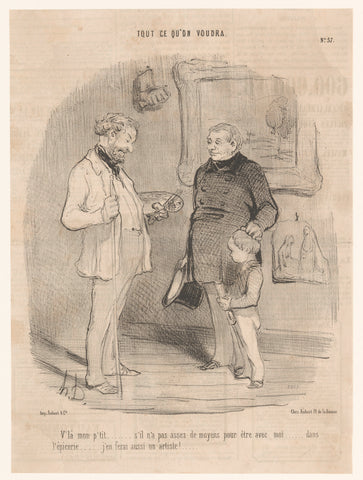 Father talks to painter about his son, Honoré Daumier, 1850 Canvas Print