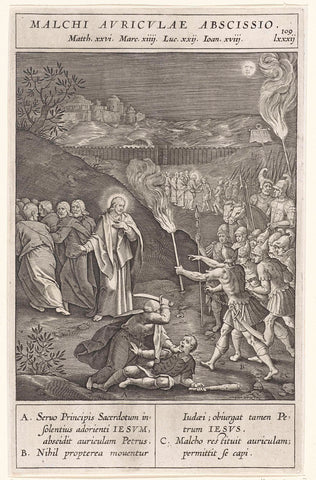 Petrus chops off Malchus' ear, Hieronymus Wierix, 1593 Canvas Print