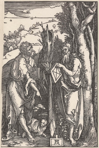 John the Baptist with Saint Onuphrius in the wilderness, Albrecht Dürer, 1503 - 1504 Canvas Print