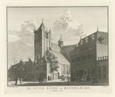 View of the Noordmonsterkerk in Middelburg, 1743, Jan Caspar Philips, 1751 - 1760 Canvas Print