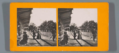 Treadmill (sidewalk roulant) as part of the Rue de l'Avenir at the 1900 World's Fair, anonymous, 1900 Canvas Print